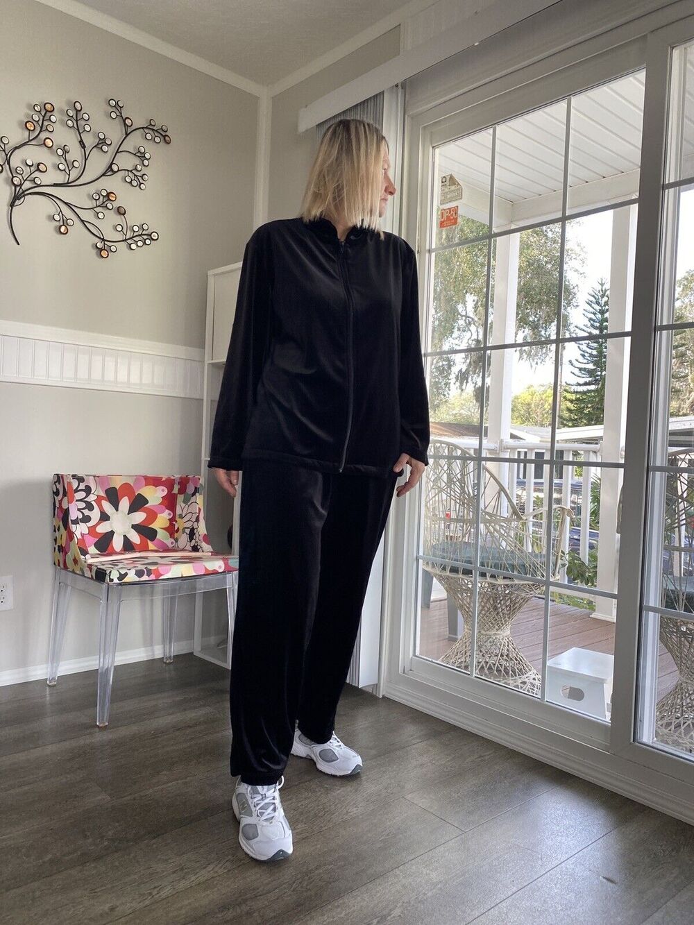 PEZZI Women Velour Sportswear Casual Suit 2 Piece Tracksuit Outfits L